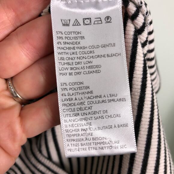 Silence + Noise Ivory Black Striped Stretch Harness Backless Night Out Dress M - Picture 12 of 16